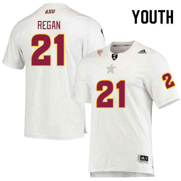 Youth #21 RJ Regan Arizona State Sun Devils College Football Jerseys Stitched Sale-White - Click Image to Close